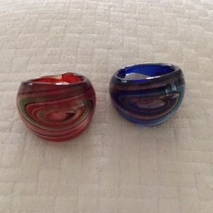 2 murano glass rings size 7.5